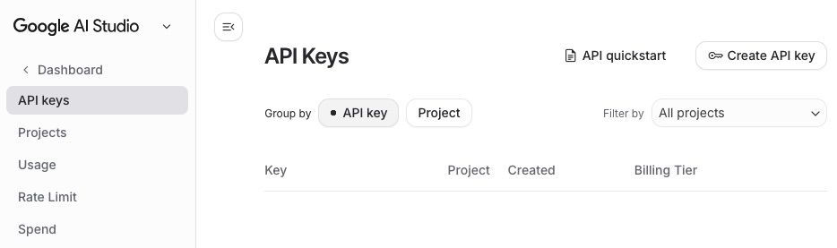 Create API Key Button