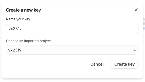 Create API Key abschließen
