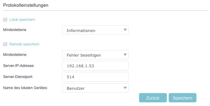 Syslog-Server aktivieren